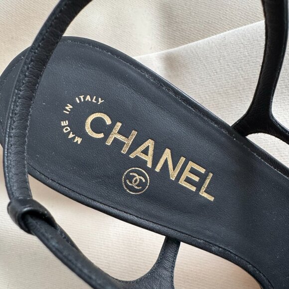 Chanel High Heel Ankle Strap Sandals in Black, size 41C - Picture 4 of 15
